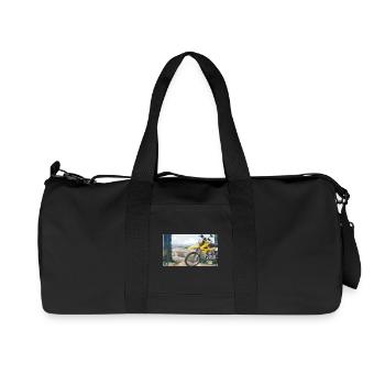 Motorcycle in Mountain Landscape - Recycled Canvas Sports Bag by Stanley/Stella - black - Front