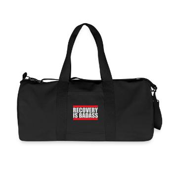 Recovery Is Badass Motivational Recovery Quote Logo - Recycled Canvas Sports Bag by Stanley/Stella - black - Front