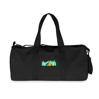Ship Sun Palm Trees South Seas Evening Sunset - Recycled Canvas Sports Bag by Stanley/Stella - black - Front