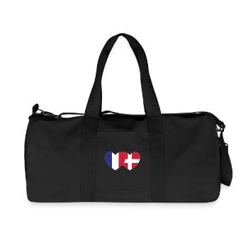 France Denmark Flag Heart - Recycled Canvas Sports Bag by Stanley/Stella - black - Front