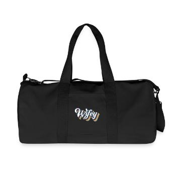 Retro Wifey Matching Couple Wedding Party Marriage - Recycled Canvas Sports Bag by Stanley/Stella - black - Front