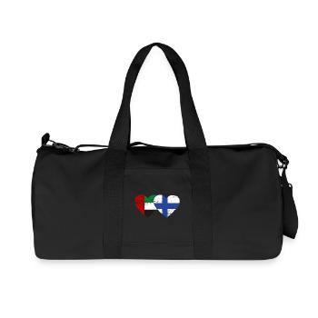 United Arab Emirates Finland Flag Heart - Recycled Canvas Sports Bag by Stanley/Stella - black - Front