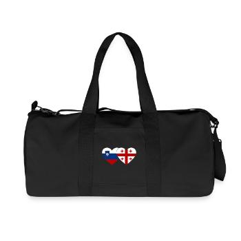 Slovénie Géorgie Drapeau Coeur - Sac de sport en toile recyclée Stanley/Stella - noir - Devant