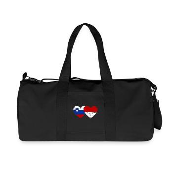 Slovenia Indonesia Flag Heart used - Recycled Canvas Sports Bag by Stanley/Stella - black - Front