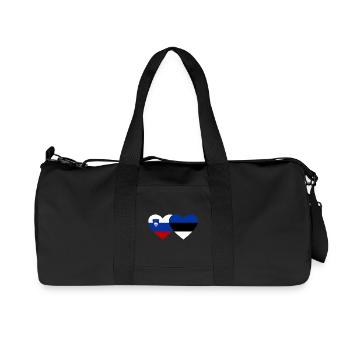 Slovenia Estonia Flag Heart - Recycled Canvas Sports Bag by Stanley/Stella - black - Front