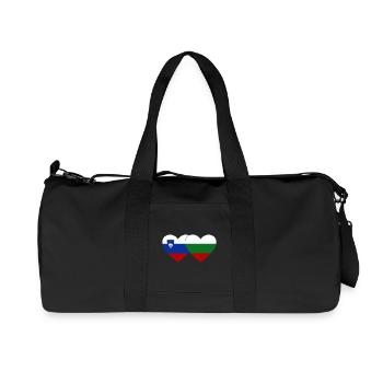 Slovenia Bulgaria Flag Heart - Recycled Canvas Sports Bag by Stanley/Stella - black - Front