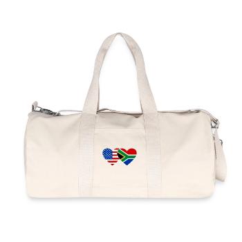 États-Unis, Afrique du Sud, drapeau, forme de coeur - Sac de sport en toile recyclée Stanley/Stella - blanc naturel - Devant