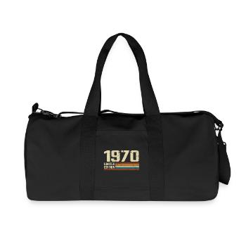 Vintage 1970 Anniversaire Rétro - Né en 1970 - Sac de sport en toile recyclée Stanley/Stella - noir - Devant