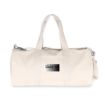 Wake up- schwarz weiß grau - Recycelte Canvas-Sporttasche von Stanley/Stella - Naturweiß - Vorne