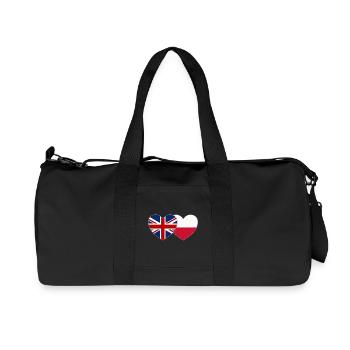 Great Britain Poland Flag Heart - Recycled Canvas Sports Bag by Stanley/Stella - black - Front