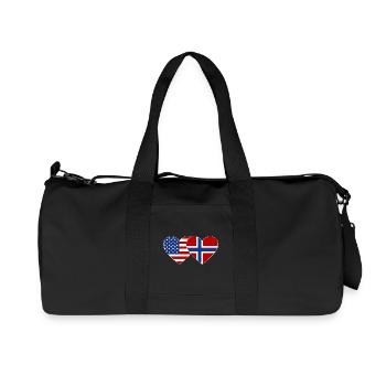 États-Unis Norvège Flag Heart - Sac de sport en toile recyclée Stanley/Stella - noir - Devant