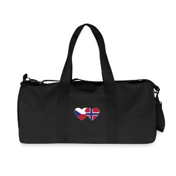 Czech Republic Norway Flag Heart - Recycled Canvas Sports Bag by Stanley/Stella - black - Front