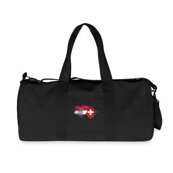 Croatie Suisse drapeau coeur utilisé - Sac de sport en toile recyclée Stanley/Stella - noir - Devant