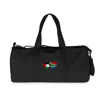 Palestine Afrique du Sud drapeau coeur utilisé - Sac de sport en toile recyclée Stanley/Stella - noir - Devant