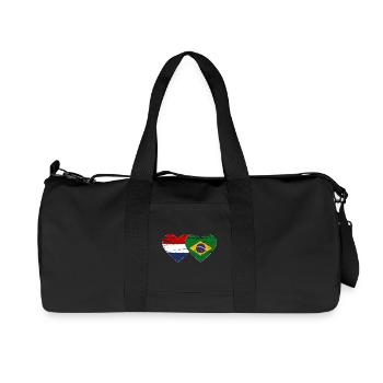 Holland Brazil Flag Heart Used - Recycled Canvas Sports Bag by Stanley/Stella - black - Front