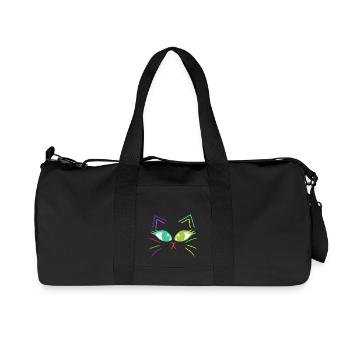 Cats Cat Cat Face Retro 80s 90s - Recycled Canvas Sports Bag by Stanley/Stella - black - Front