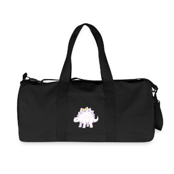 Whimsical Purple Dinosaur with Daisies - Recycled Canvas Sports Bag by Stanley/Stella - black - Front