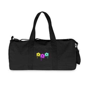 Flowers Cool Graffiti Drop Spray Spring Summer - Recycled Canvas Sports Bag by Stanley/Stella - black - Front