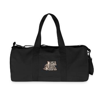 Vivre c’est mieux avec un chat américain à poil court Owne - Sac de sport en toile recyclée Stanley/Stella - noir - Devant