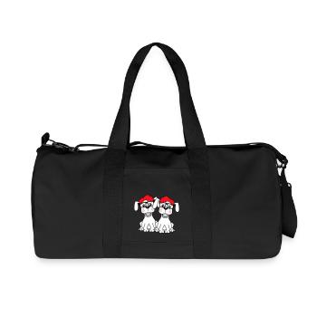 2 chiens nerd lunettes à monture de corne geek bretelles intelligentes - Sac de sport en toile recyclée Stanley/Stella - noir - Devant
