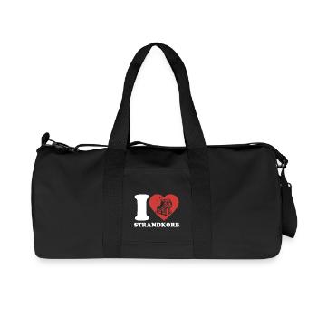I Love Strandkorb - Herz - Hobby - Recycelte Canvas-Sporttasche von Stanley/Stella - Schwarz - Vorne