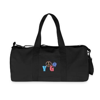 Yoga & Peace 🌸 Flower Power Style - Recycelte Canvas-Sporttasche von Stanley/Stella - Schwarz - Vorne