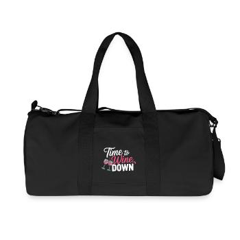 Time to Wine Down – Funny Wine Design - Recycled Canvas Sports Bag by Stanley/Stella - black - Front
