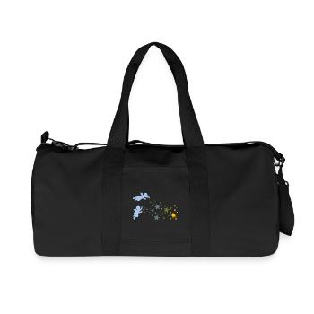 Weihnachtssterne und Engel Sterne streuen Gelb Rot - Recycelte Canvas-Sporttasche von Stanley/Stella - Schwarz - Vorne