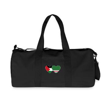 Palestine Chechnya Flag Heart - Recycled Canvas Sports Bag by Stanley/Stella - black - Front