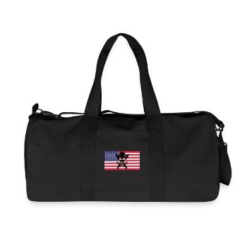 Cowboy-Schädel und amerikanische Flagge - Recycelte Canvas-Sporttasche von Stanley/Stella - Schwarz - Vorne