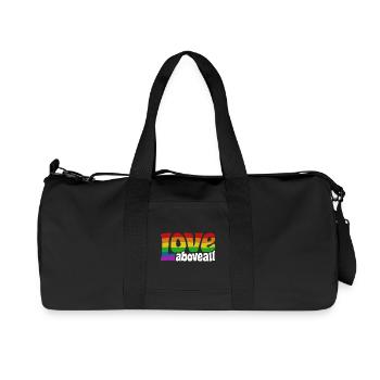 L’amour par-dessus tout | Design de la fierté arc-en-ciel - Sac de sport en toile recyclée Stanley/Stella - noir - Devant