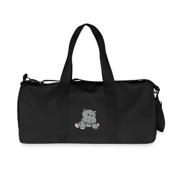 Hippo- / Nilpferd- / Flusspferd-Baby (3C) - Recycelte Canvas-Sporttasche von Stanley/Stella - Schwarz - Vorne