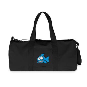 grin_fish_3c - Sac de sport en toile recyclée Stanley/Stella - noir - Devant