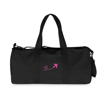Airplane flyer with heart in pink - Recycled Canvas Sports Bag by Stanley/Stella - black - Front