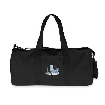 Skyline Munich with Munich Kindl and Heart - Recycled Canvas Sports Bag by Stanley/Stella - black - Front