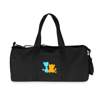 2 Chats Assis Deux Amis Équipe Silhouettes - Sac de sport en toile recyclée Stanley/Stella - noir - Devant