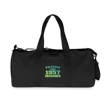 Anniversaire Décembre 1957 - Cadeau Decembre 1957 - Sac de sport en toile recyclée Stanley/Stella - noir - Devant