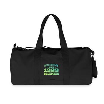 Anniversaire Décembre 1989 - Cadeau Decembre 1989 - Sac de sport en toile recyclée Stanley/Stella - noir - Devant