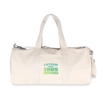 December 1985 Birthday - December 1985 Gift - Recycled Canvas Sports Bag by Stanley/Stella - natural - Front