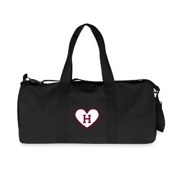 Buchstabe h Herz Sport Trend Burgund - Geschenkidee - Recycelte Canvas-Sporttasche von Stanley/Stella - Schwarz - Vorne