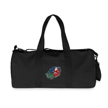 Santa Claus riding a sleigh pulled by dinosaurs - Recycled Canvas Sports Bag by Stanley/Stella - black - Front