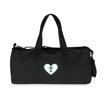 Lettre t cœur sport tendance vert - idée cadeau - Sac de sport en toile recyclée Stanley/Stella - noir - Devant
