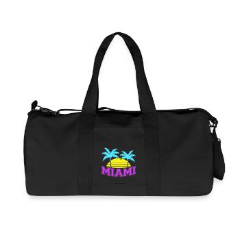 Miami USA Palmen Strand Sonne Amerika Florida Logo - Recycelte Canvas-Sporttasche von Stanley/Stella - Schwarz - Vorne