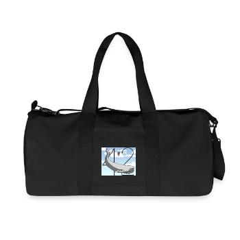 H2G2 Fan Art. Sperm whale and petunia falling. 42 - Recycled Canvas Sports Bag by Stanley/Stella - black - Front