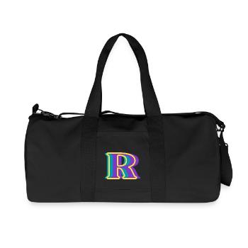 Mehrfarbiger Buchstabe r - Recycelte Canvas-Sporttasche von Stanley/Stella - Schwarz - Vorne