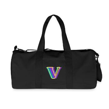 Mehrfarbiger Buchstabe V - Recycelte Canvas-Sporttasche von Stanley/Stella - Schwarz - Vorne