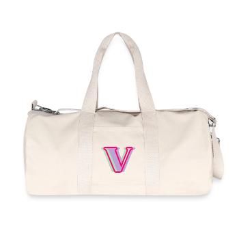 Lettre V multicolore - Sac de sport en toile recyclée Stanley/Stella - blanc naturel - Devant