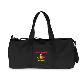 Grandma Is My Superhero Funny Design - Recycled Canvas Sports Bag by Stanley/Stella - black - Front