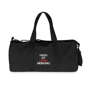 Hass ist keine Meinung | Gegen Rechts - Recycelte Canvas-Sporttasche von Stanley/Stella - Schwarz - Vorne