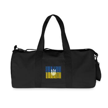 Vintage Ukrainian Flag And Trident Emblem Artwork - Recycled Canvas Sports Bag by Stanley/Stella - black - Front
